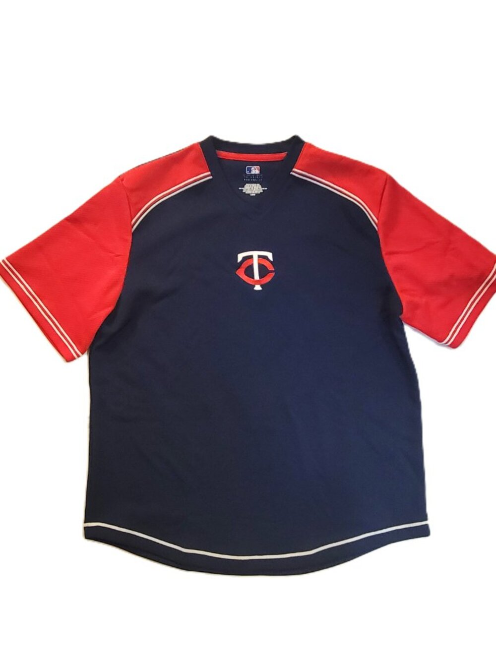 Majestic Minnesota Twins Youth Large Jersey Batting Practice Navy Red V Neck MLB